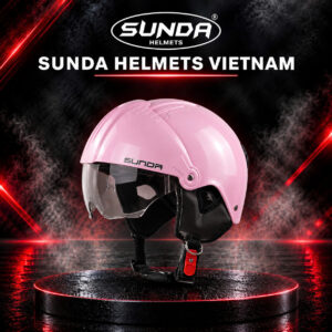 Sunda 135D Nón bảo hiểm nửa đầu kính ẩn lót tháo giặt