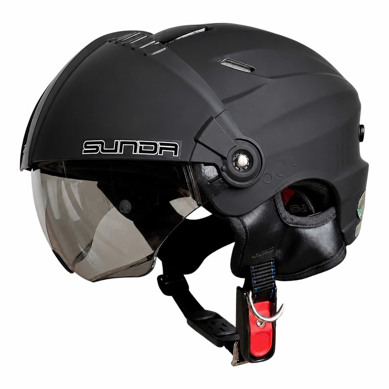 Sunda 125BE Nón bảo hiểm nửa đầu kính ẩn lót tháo giặt tiện lợi - Ảnh 3