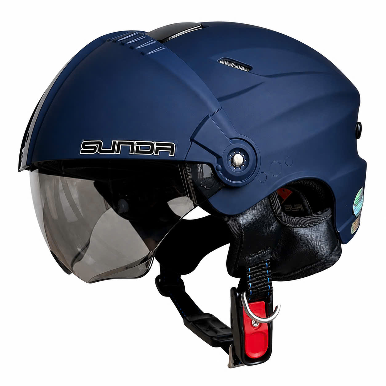 Sunda 125BE Nón bảo hiểm nửa đầu kính ẩn lót tháo giặt tiện lợi - Ảnh 4