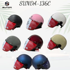 Sunda 136C Nón bảo hiểm nửa đầu có kính (nhiều màu)